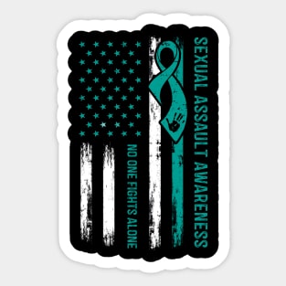 No One Fights Alone Sexual Assault American Flag Sticker